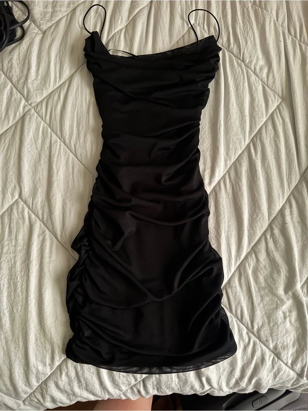 Garage Black Ruched Mini Slip Dress